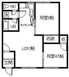 北の峰コーポ(2LDK/2階)の間取り写真