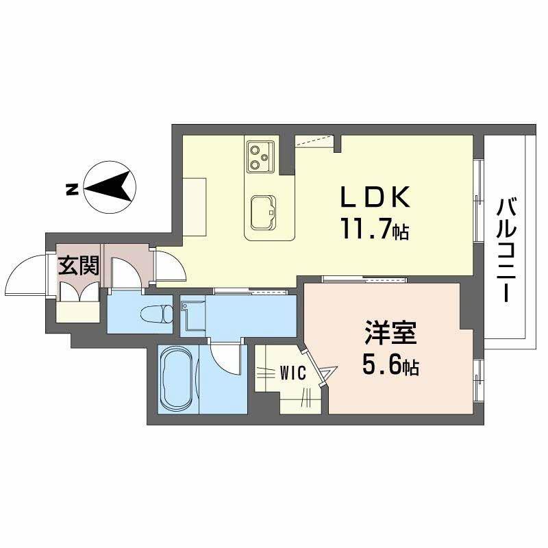 カワセミカーサ(1LDK/2階)の間取り写真
