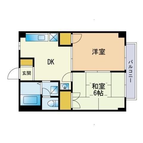 地下鉄七隈線 福大前駅 徒歩50分 2階建 築33年(2DK/2階)の間取り写真