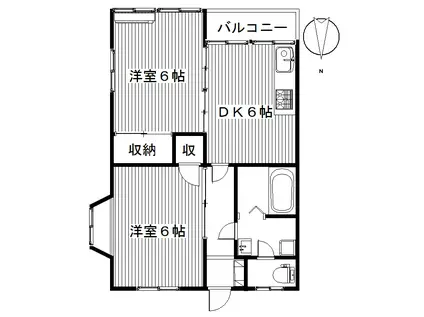 ジュネスⅠ(2DK/2階)の間取り写真