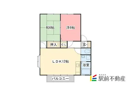 ガーデンヒルズ鍋島C(2LDK/2階)の間取り写真