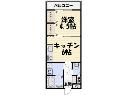 U&D郡元(1DK/3階)の間取り写真