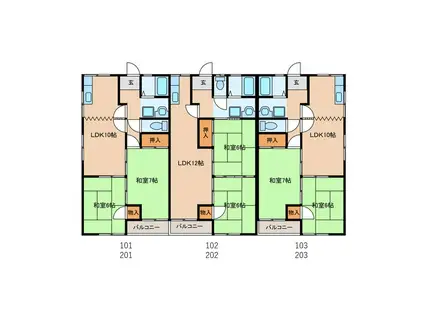 小斎ハイツ1号棟(2LDK/1階)の間取り写真
