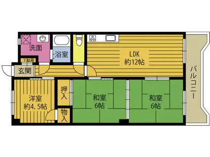 西山ビル(3LDK/2階)の間取り写真