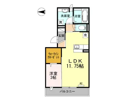OTTS K2(1LDK/2階)の間取り写真