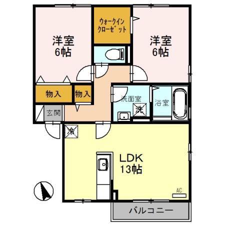 エトワール白水(2LDK/2階)の間取り写真