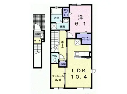 メルヴェーユ フィールド VII(1LDK/2階)の間取り写真