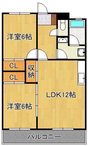飯田ビル(2LDK/3階)の間取り写真