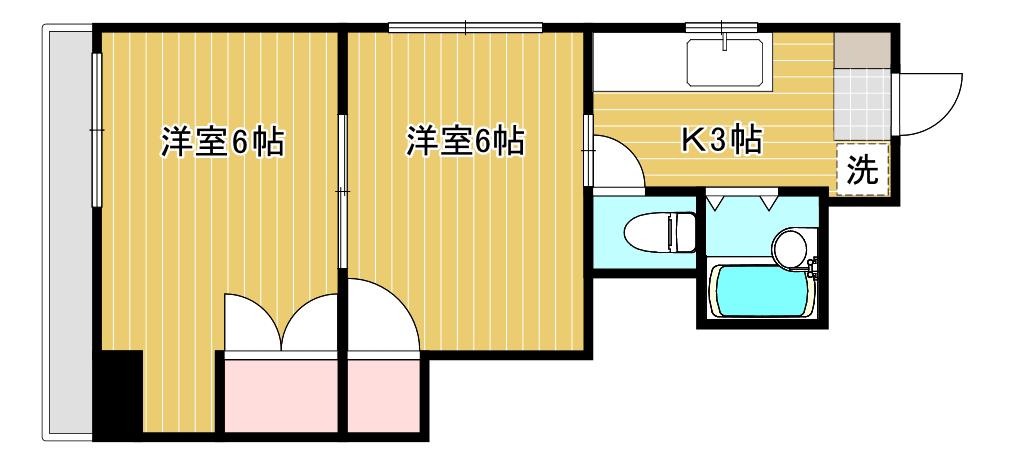 長行司ビル(2K/3階)の間取り写真
