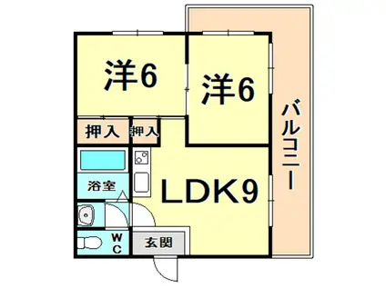ダイバーシティ神戸長田C棟(2LDK/3階)の間取り写真