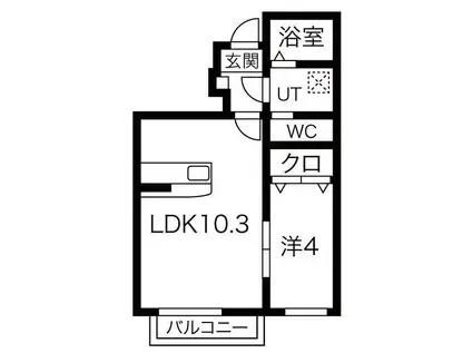 太鷲苑III(1LDK/1階)の間取り写真
