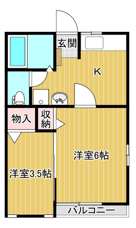 グラントム新和II(2K/1階)の間取り写真
