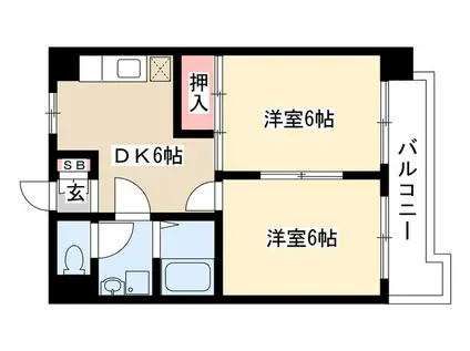アメニティ豊(2DK/2階)の間取り写真