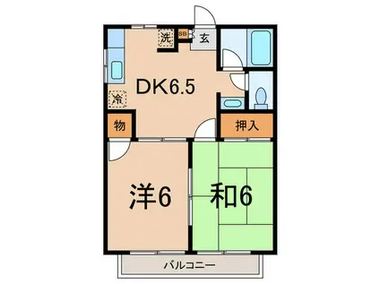 ファミ―ユ田園(2DK/2階)の間取り写真