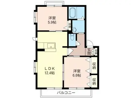 EXCELLENT-GARDEN 横浜B(2LDK/2階)の間取り写真