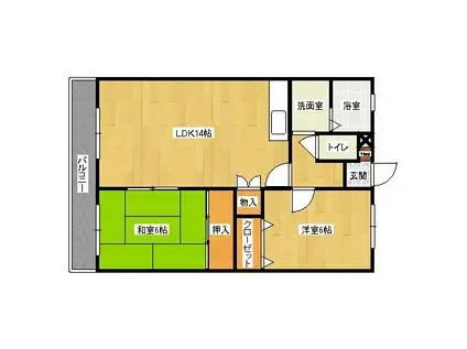 エル・スール湯川 Ⅱ(2LDK/3階)の間取り写真