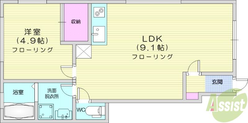 モンマルトル(1LDK/1階)の間取り写真