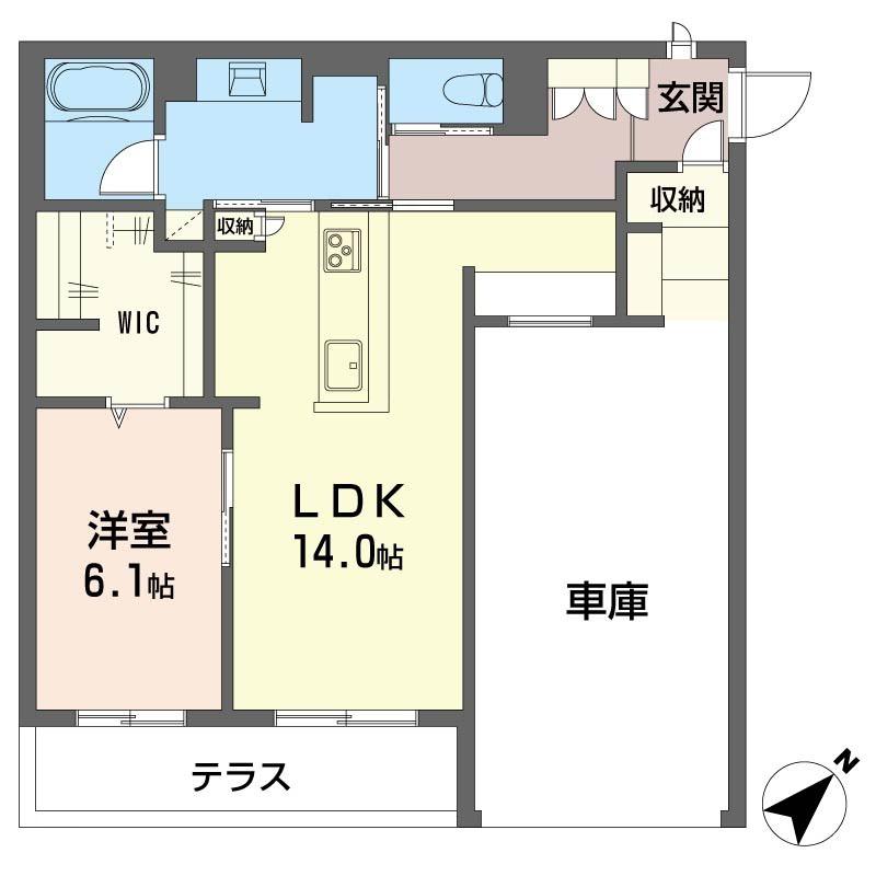ソルシエール・エスト(1LDK/1階)の間取り写真