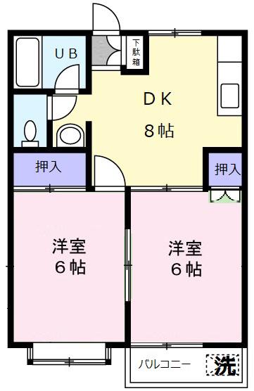 アイコーポラスD(2DK/1階)の間取り写真