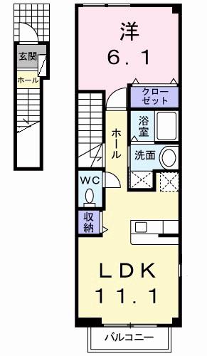 イマージュ(1LDK/2階)の間取り写真