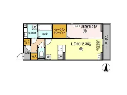 プライムヒル(1LDK/2階)の間取り写真