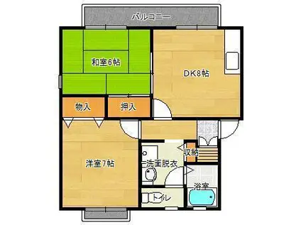 エクセルハイム(2DK/2階)の間取り写真