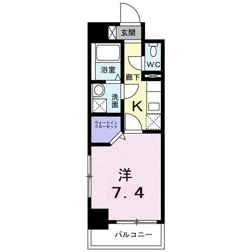 ルーカス 武之橋(1K/2階)の間取り写真