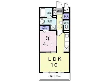 ラフォーレ(1LDK/2階)の間取り写真