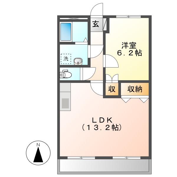 ヴィーブルピア(1LDK/2階)の間取り写真