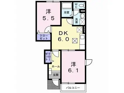 アヴニールメゾンKI(2DK/1階)の間取り写真