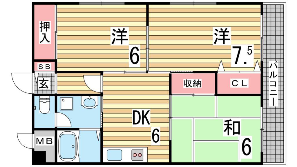 エステートピア日吉(3DK/2階)の間取り写真