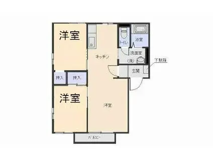 プライムハウスA棟(2LDK/2階)の間取り写真