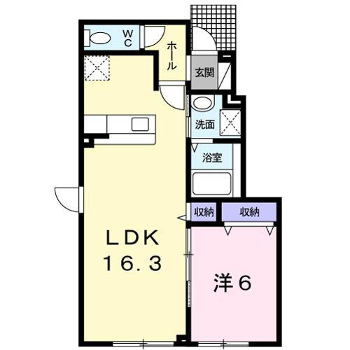 PACIFICO汐見A(1LDK/1階)の間取り写真
