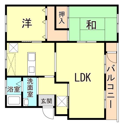 東垂水7号棟(2LDK/4階)の間取り写真