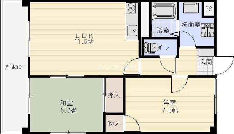 ヴィーブルオガイ(2LDK/2階)の間取り写真