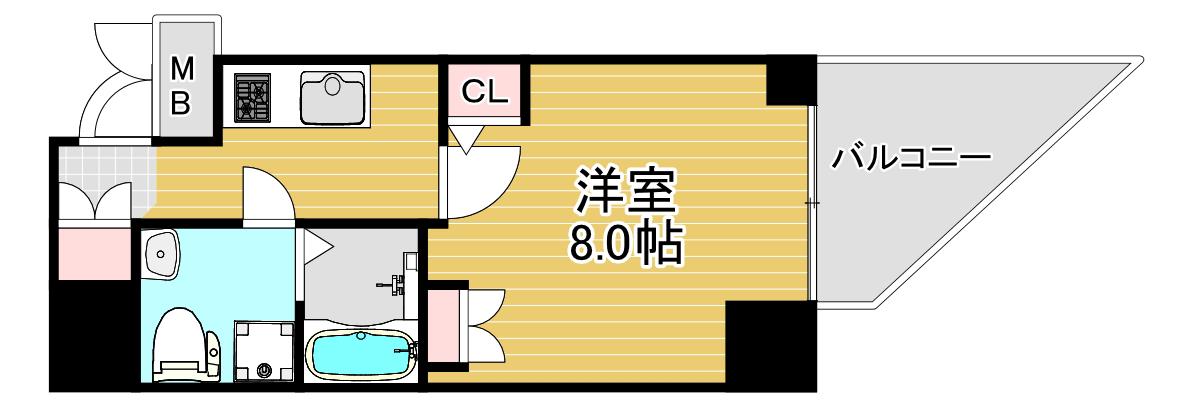 セレニテ福島アリア(1K/9階)の間取り写真
