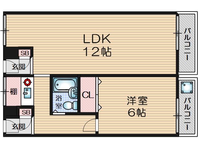 ネオコーポ都 東棟(1LDK/2階)の間取り写真