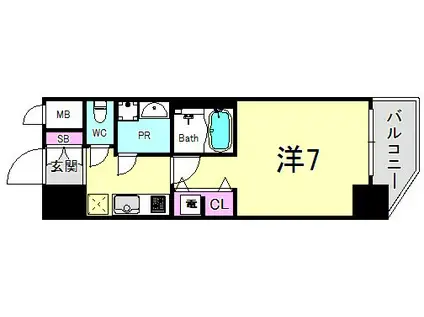 アドバンス三宮シュロス(1K/3階)の間取り写真