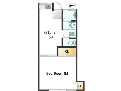 メゾン幸(1K/1階)の間取り写真