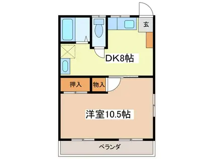 コーポ信州(1DK/1階)の間取り写真