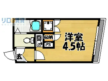 ベルメゾンビワ(ワンルーム/4階)の間取り写真