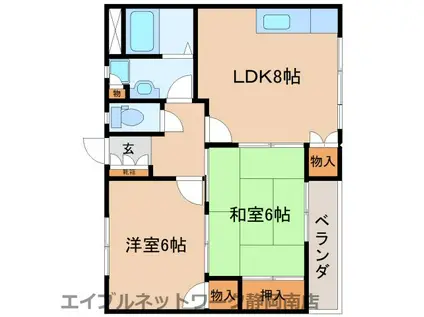 サウスガーデン(2LDK/3階)の間取り写真