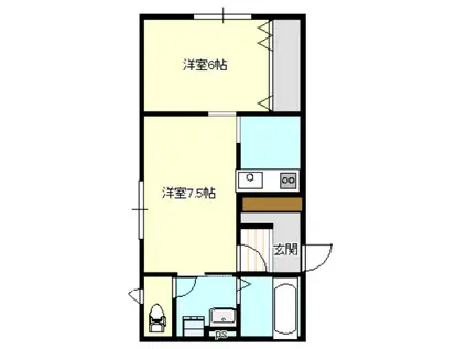 ルミエール山王台I(2K/2階)の間取り写真