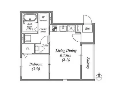 BLOOMS TERRACE NAGITSUJI(1LDK/2階)の間取り写真