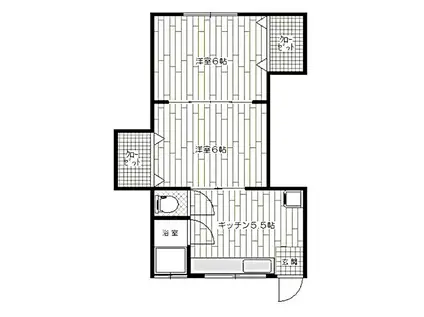 山口文化(2DK/2階)の間取り写真