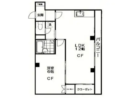 イーストヒルズ(1LDK/2階)の間取り写真