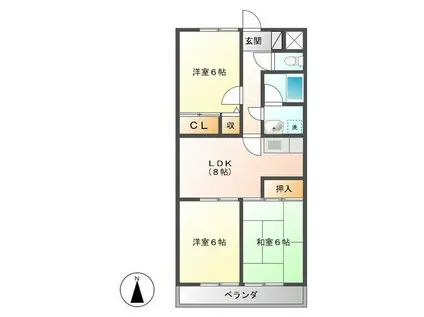 プランドール(3LDK/1階)の間取り写真
