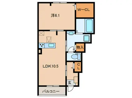 レニーレI(1LDK/1階)の間取り写真