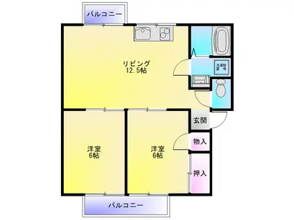 サニーハイツ(2LDK/2階)の間取り写真