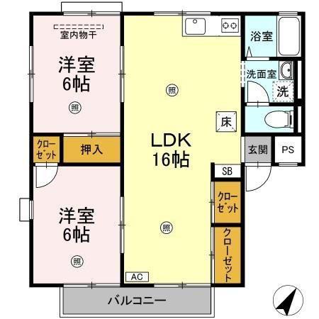 ロイヤルシャルム(2LDK/1階)の間取り写真